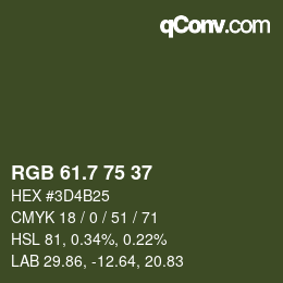 カラーコード: RGB 61.7 75 37 | qconv.com