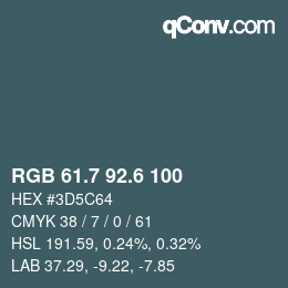 カラーコード: RGB 61.7 92.6 100 | qconv.com