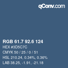 カラーコード: RGB 61.7 92.6 124 | qconv.com