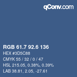 カラーコード: RGB 61.7 92.6 136 | qconv.com