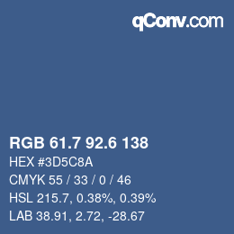 カラーコード: RGB 61.7 92.6 138 | qconv.com