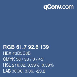 カラーコード: RGB 61.7 92.6 139 | qconv.com