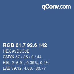 カラーコード: RGB 61.7 92.6 142 | qconv.com