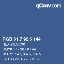 カラーコード: RGB 61.7 92.6 144 | qconv.com