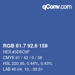 カラーコード: RGB 61.7 92.6 159 | qconv.com