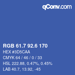 カラーコード: RGB 61.7 92.6 170 | qconv.com