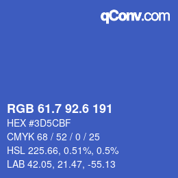 カラーコード: RGB 61.7 92.6 191 | qconv.com