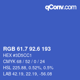 カラーコード: RGB 61.7 92.6 193 | qconv.com