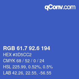カラーコード: RGB 61.7 92.6 194 | qconv.com