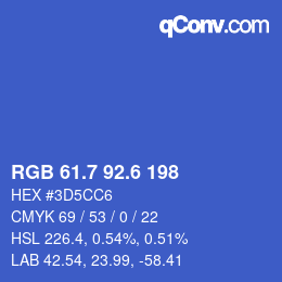 カラーコード: RGB 61.7 92.6 198 | qconv.com