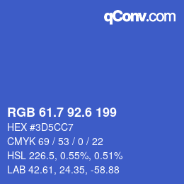 カラーコード: RGB 61.7 92.6 199 | qconv.com