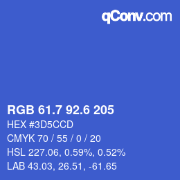 カラーコード: RGB 61.7 92.6 205 | qconv.com