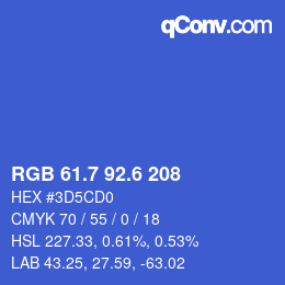 カラーコード: RGB 61.7 92.6 208 | qconv.com