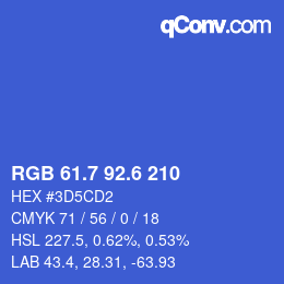 カラーコード: RGB 61.7 92.6 210 | qconv.com