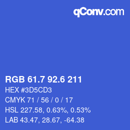 カラーコード: RGB 61.7 92.6 211 | qconv.com
