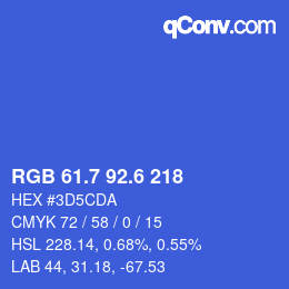 カラーコード: RGB 61.7 92.6 218 | qconv.com