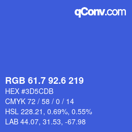 カラーコード: RGB 61.7 92.6 219 | qconv.com