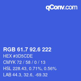 カラーコード: RGB 61.7 92.6 222 | qconv.com