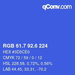 カラーコード: RGB 61.7 92.6 224 | qconv.com