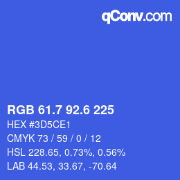 カラーコード: RGB 61.7 92.6 225 | qconv.com