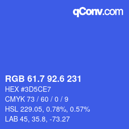 カラーコード: RGB 61.7 92.6 231 | qconv.com