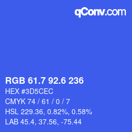 カラーコード: RGB 61.7 92.6 236 | qconv.com