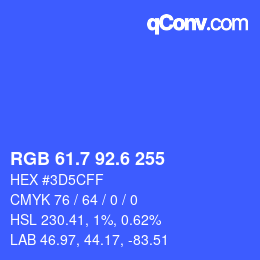 カラーコード: RGB 61.7 92.6 255 | qconv.com