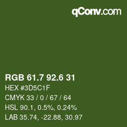 カラーコード: RGB 61.7 92.6 31 | qconv.com