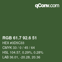 カラーコード: RGB 61.7 92.6 51 | qconv.com
