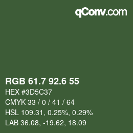 カラーコード: RGB 61.7 92.6 55 | qconv.com