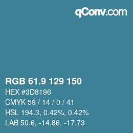 カラーコード: RGB 61.9 129 150 | qconv.com