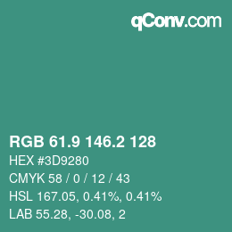 カラーコード: RGB 61.9 146.2 128 | qconv.com