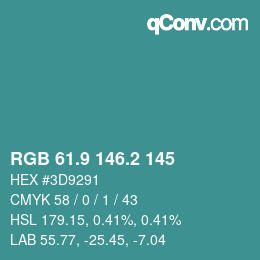 Color code: RGB 61.9 146.2 145 | qconv.com