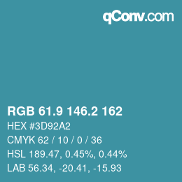 カラーコード: RGB 61.9 146.2 162 | qconv.com