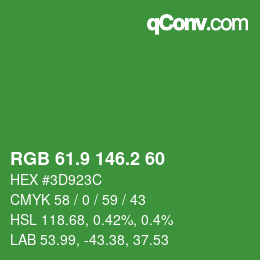 カラーコード: RGB 61.9 146.2 60 | qconv.com