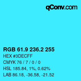 カラーコード: RGB 61.9 236.2 255 | qconv.com