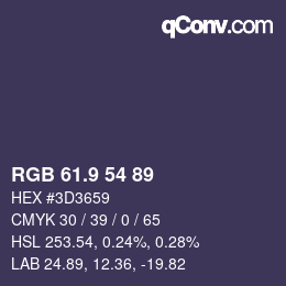 カラーコード: RGB 61.9 54 89 | qconv.com