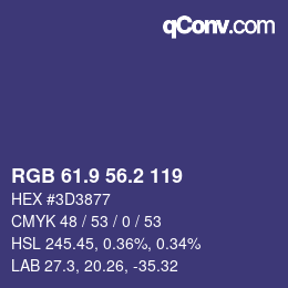 カラーコード: RGB 61.9 56.2 119 | qconv.com
