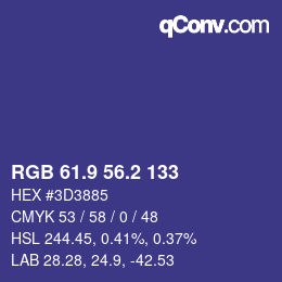 カラーコード: RGB 61.9 56.2 133 | qconv.com