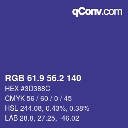 カラーコード: RGB 61.9 56.2 140 | qconv.com