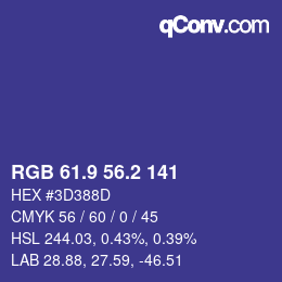 カラーコード: RGB 61.9 56.2 141 | qconv.com