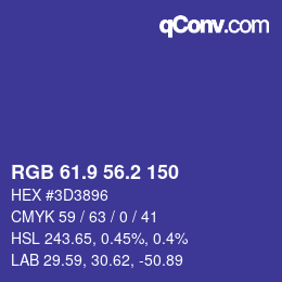カラーコード: RGB 61.9 56.2 150 | qconv.com
