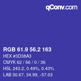 カラーコード: RGB 61.9 56.2 163 | qconv.com
