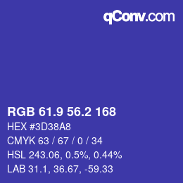 カラーコード: RGB 61.9 56.2 168 | qconv.com