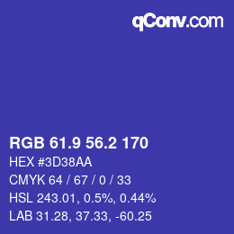 カラーコード: RGB 61.9 56.2 170 | qconv.com