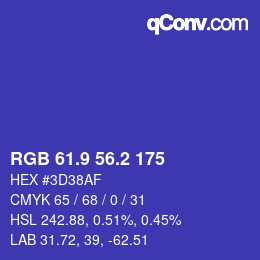 カラーコード: RGB 61.9 56.2 175 | qconv.com