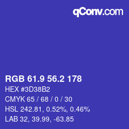 カラーコード: RGB 61.9 56.2 178 | qconv.com