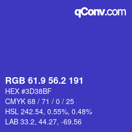 カラーコード: RGB 61.9 56.2 191 | qconv.com