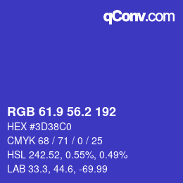 カラーコード: RGB 61.9 56.2 192 | qconv.com