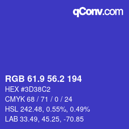 カラーコード: RGB 61.9 56.2 194 | qconv.com